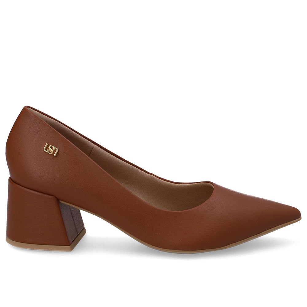 Scarpin Marrom Bico Fino Couro