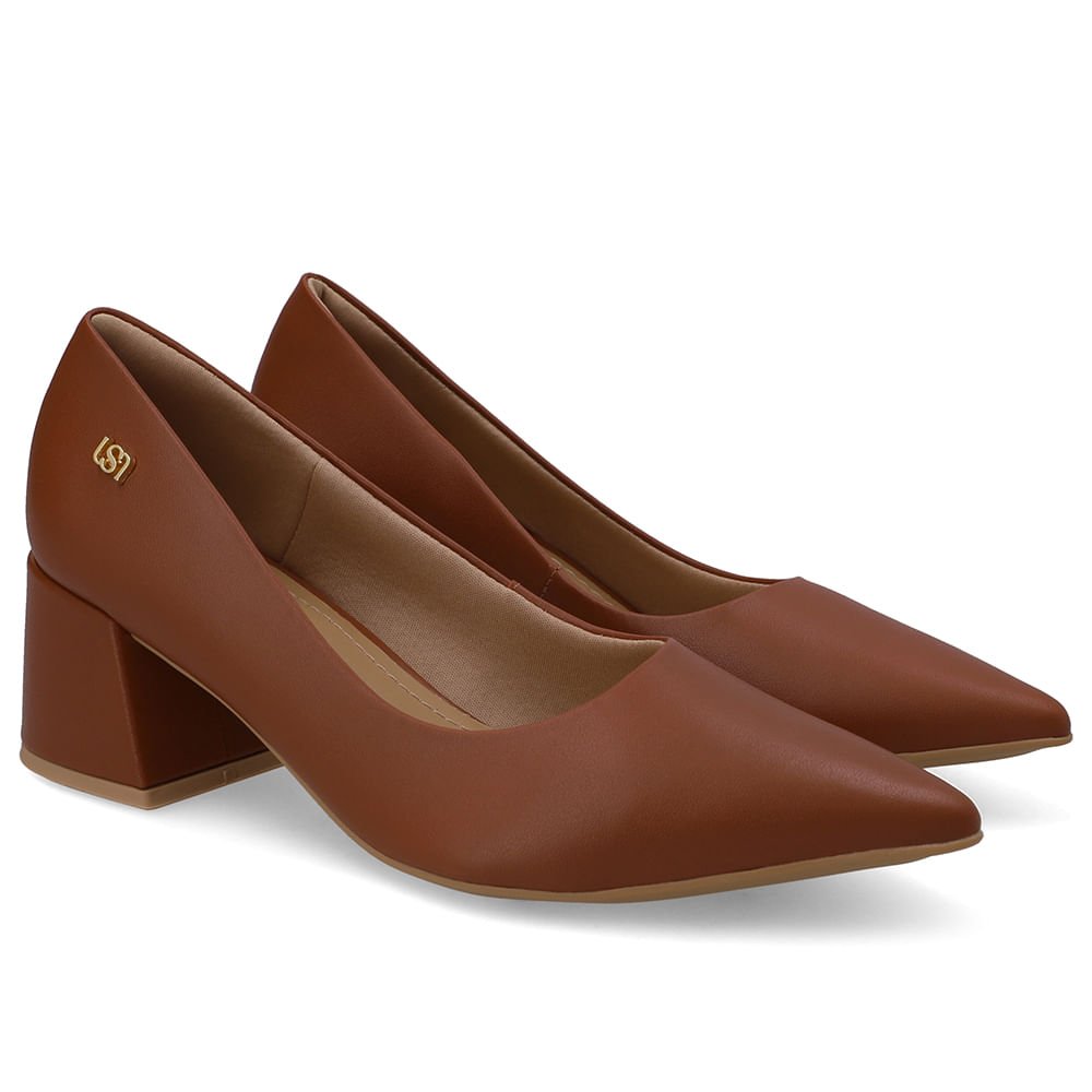 Scarpin Marrom Bico Fino Couro Marrom 2