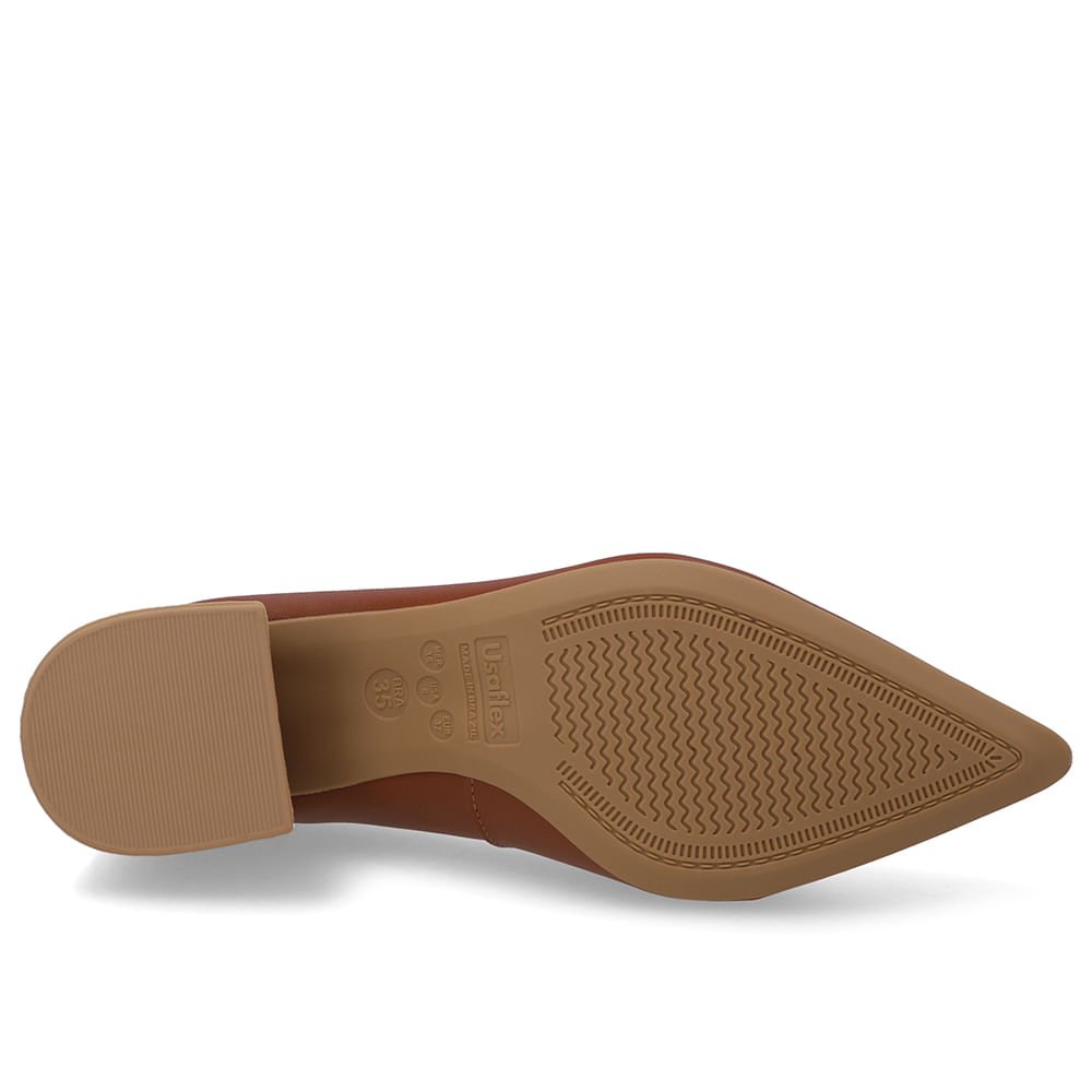 Scarpin Marrom Bico Fino Couro Marrom 5