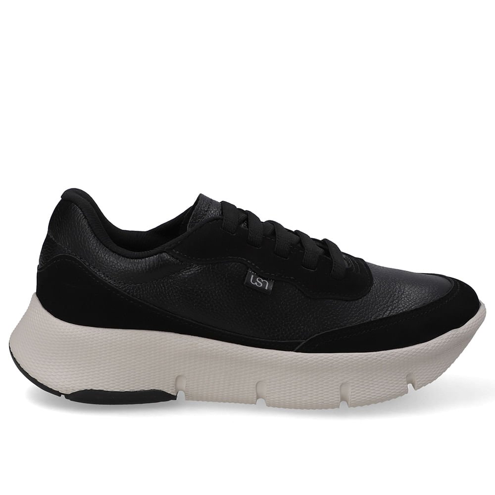Tênis Casual Preto Couro