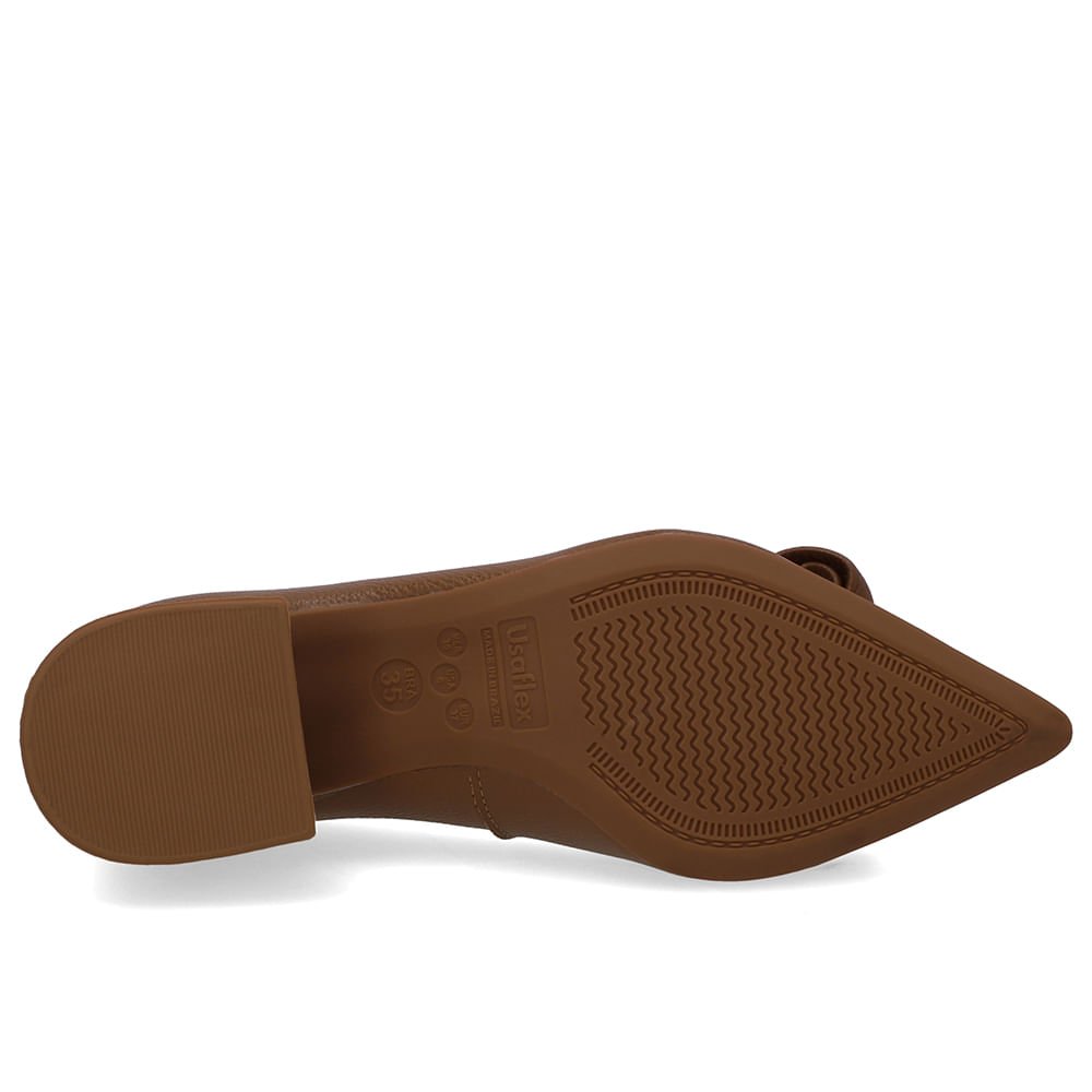 Scarpin Marrom Bico Fino Couro Laço Marrom 5
