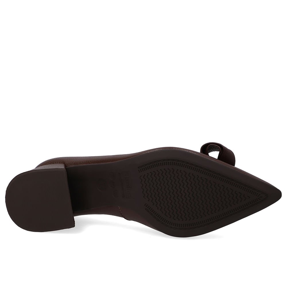 Scarpin Marrom Bico Fino Couro Laço Marrom 5