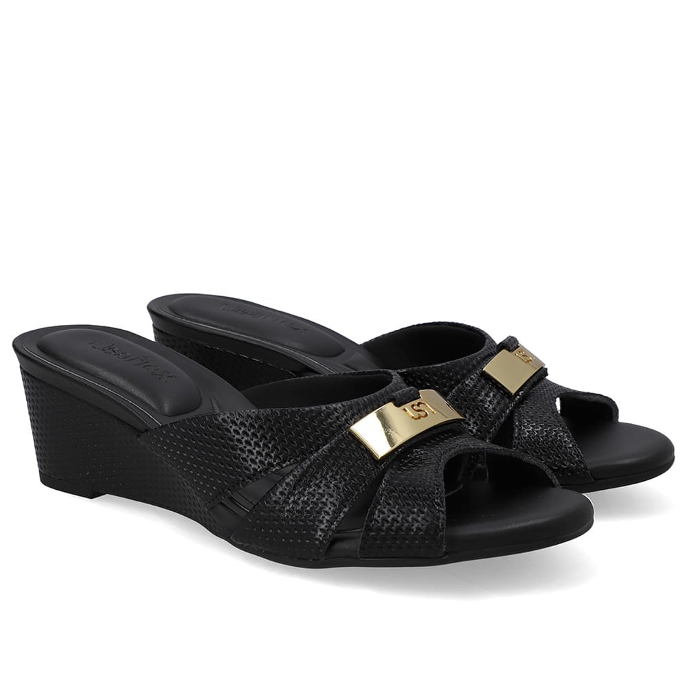 Tamanco Couro Preto Anabela Preto 2