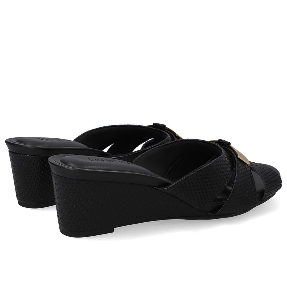 Tamanco Couro Preto Anabela Preto 3