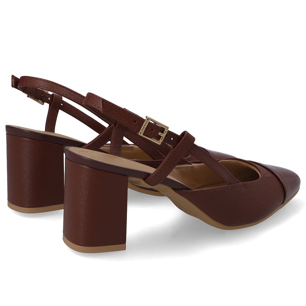 Slingback Couro Vermelho Bico Redondo Verniz Vermelho 3