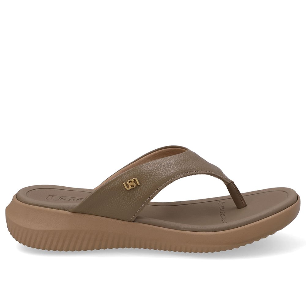 Chinelo Bico Redondo Couro Marrom