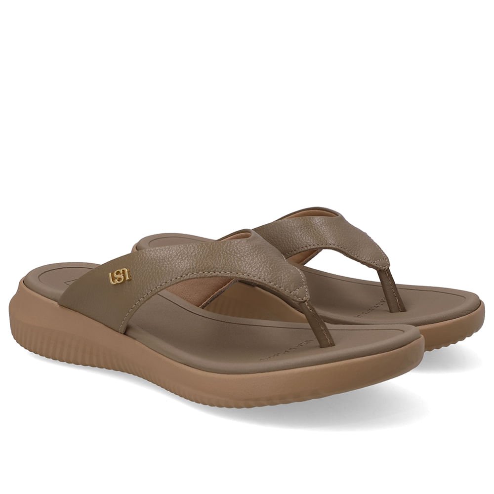 Chinelo Bico Redondo Couro Marrom Marrom 2