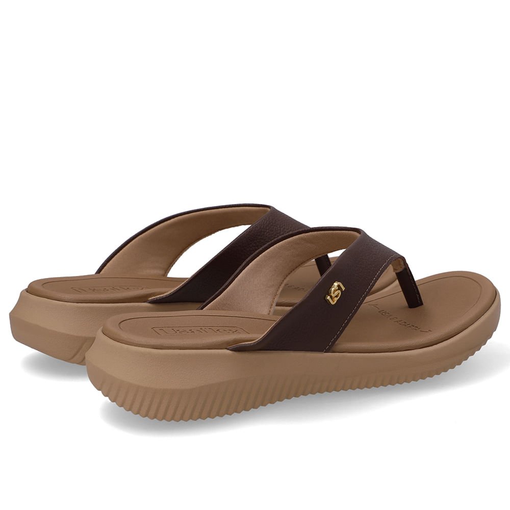 Chinelo Bico Redondo Couro Marrom Marrom 3