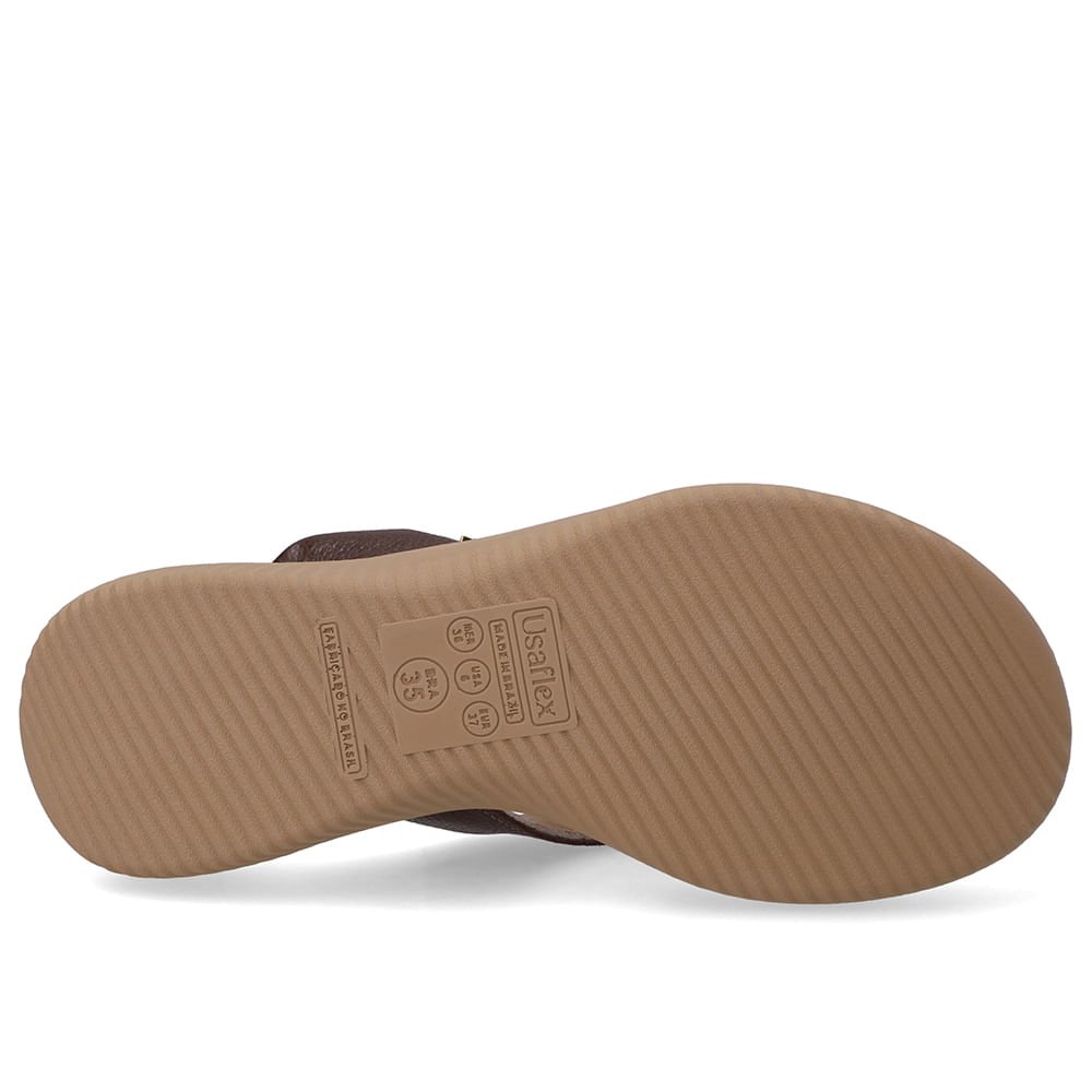 Chinelo Bico Redondo Couro Marrom Marrom 5