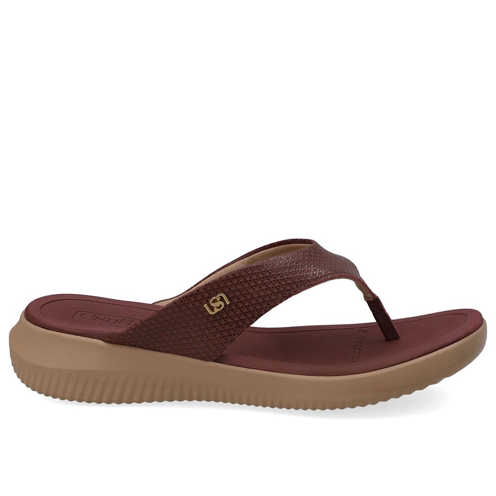 Chinelo Bico Redondo Couro Vermelho
