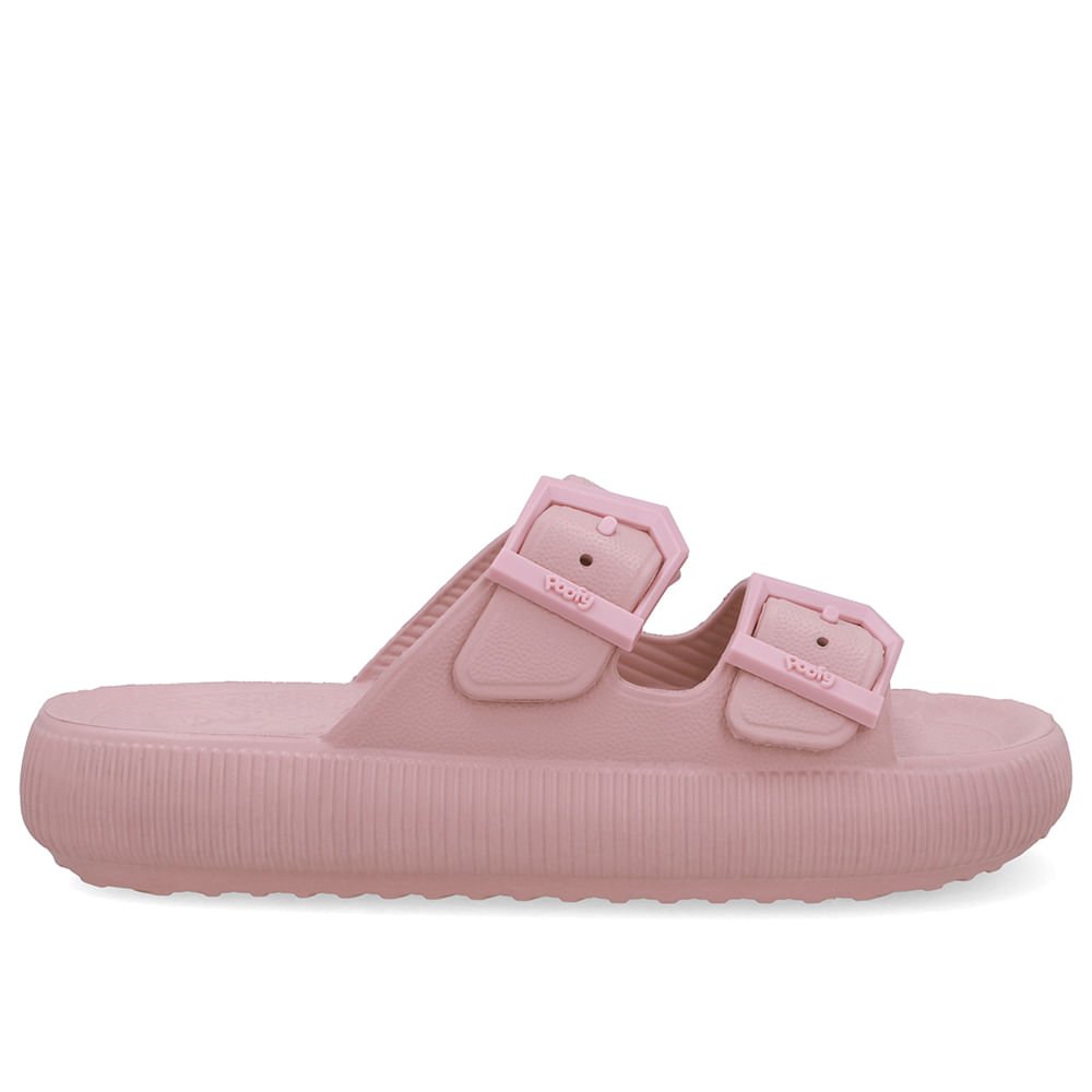 Slide Plataforma Poofy Rosa Claro Eva Fivela