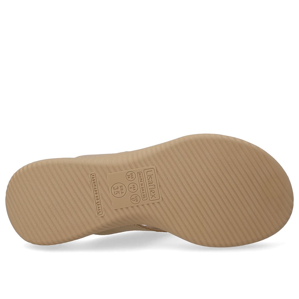 Chinelo Bico Redondo Couro Bege Bege 5