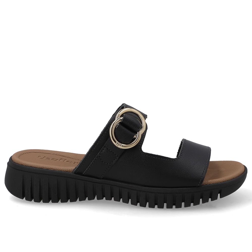 Tamanco Plataforma Couro Preto Fivela