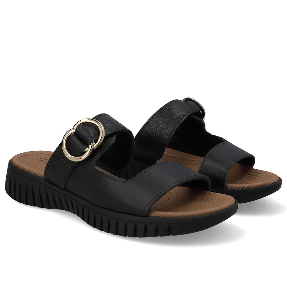 Tamanco Plataforma Couro Preto Fivela Preto 2