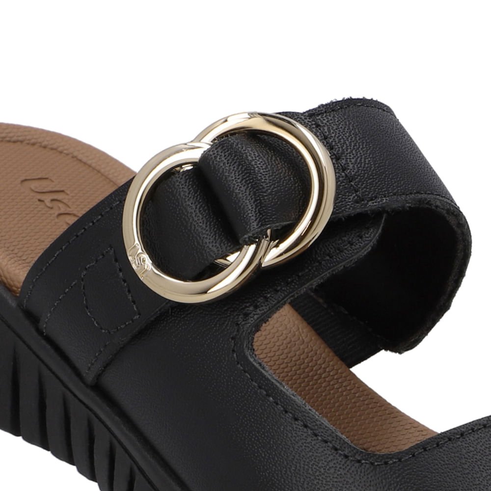 Tamanco Plataforma Couro Preto Fivela Preto 4