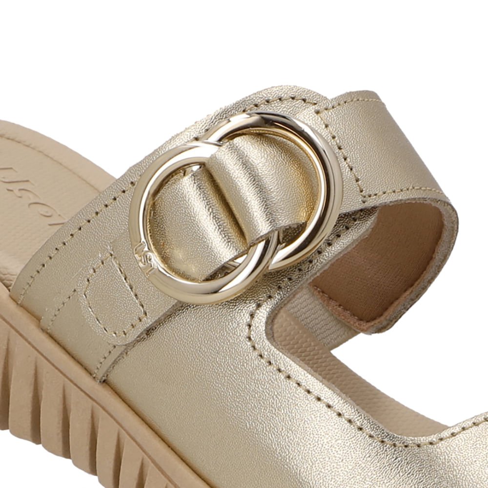 Tamanco Plataforma Couro Dourado Fivela Dourado 4