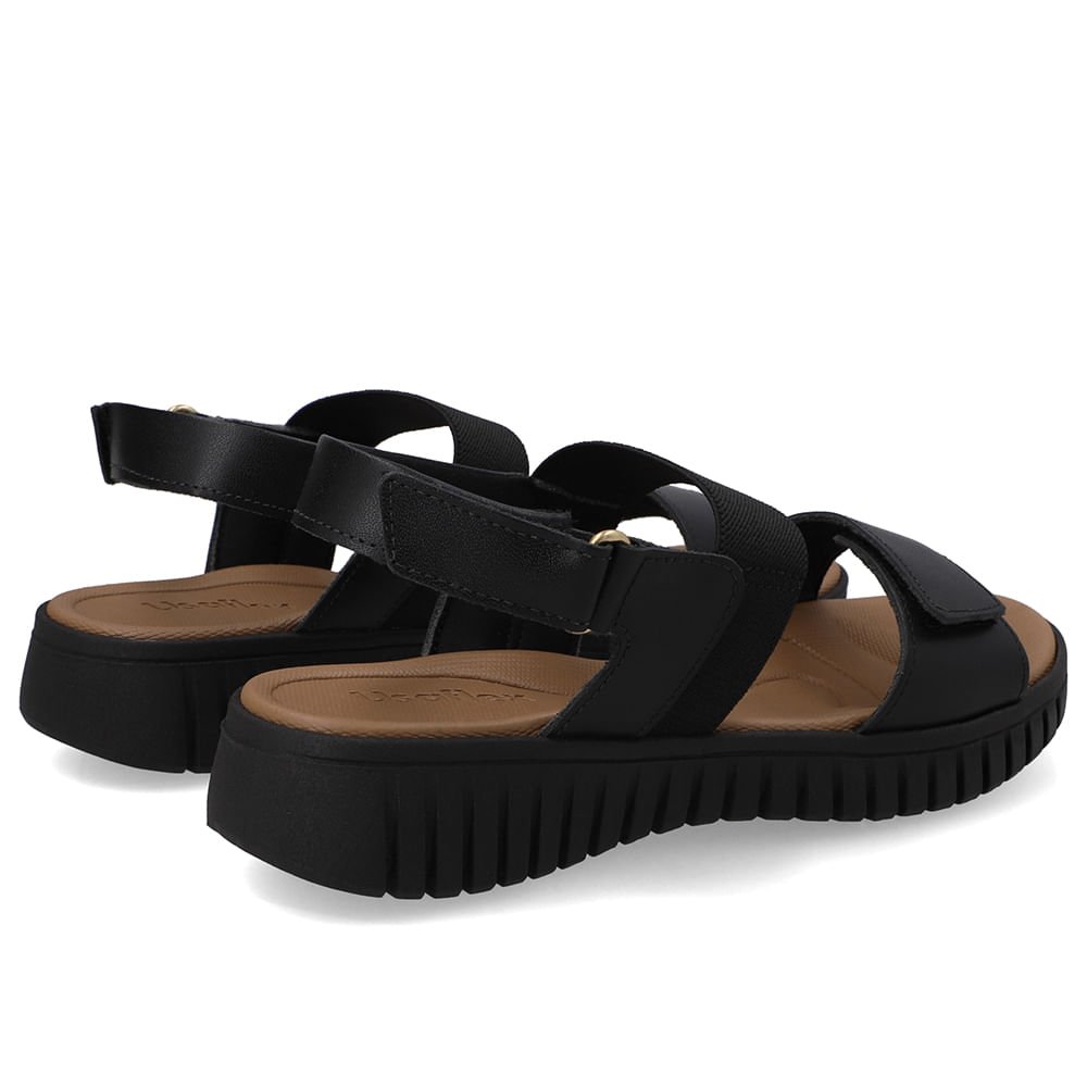 Sandália Plataforma Couro Preta Fecho-Flex Preto 3