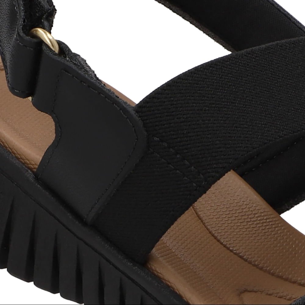 Sandália Plataforma Couro Preta Fecho-Flex Preto 4