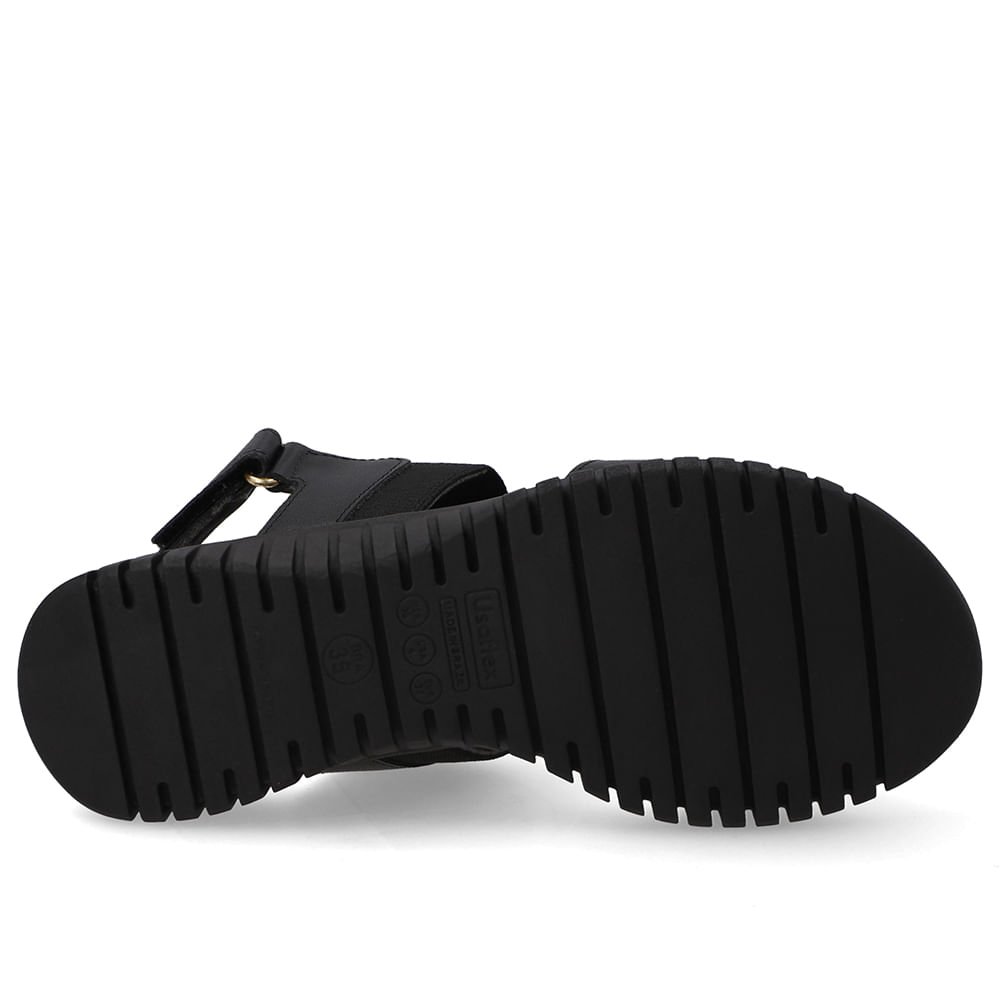 Sandália Plataforma Couro Preta Fecho-Flex Preto 5