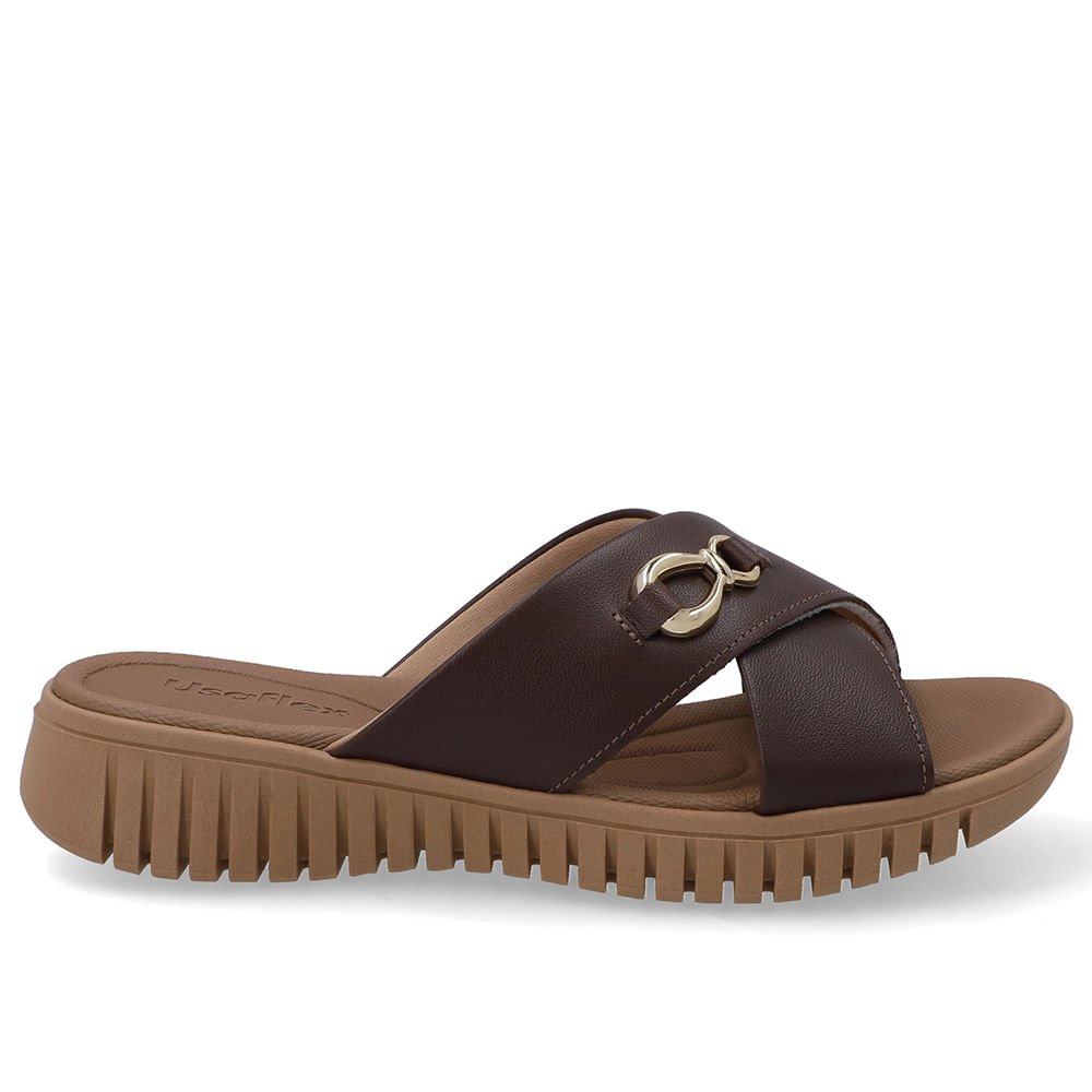 Tamanco Plataforma Couro Marrom Top
