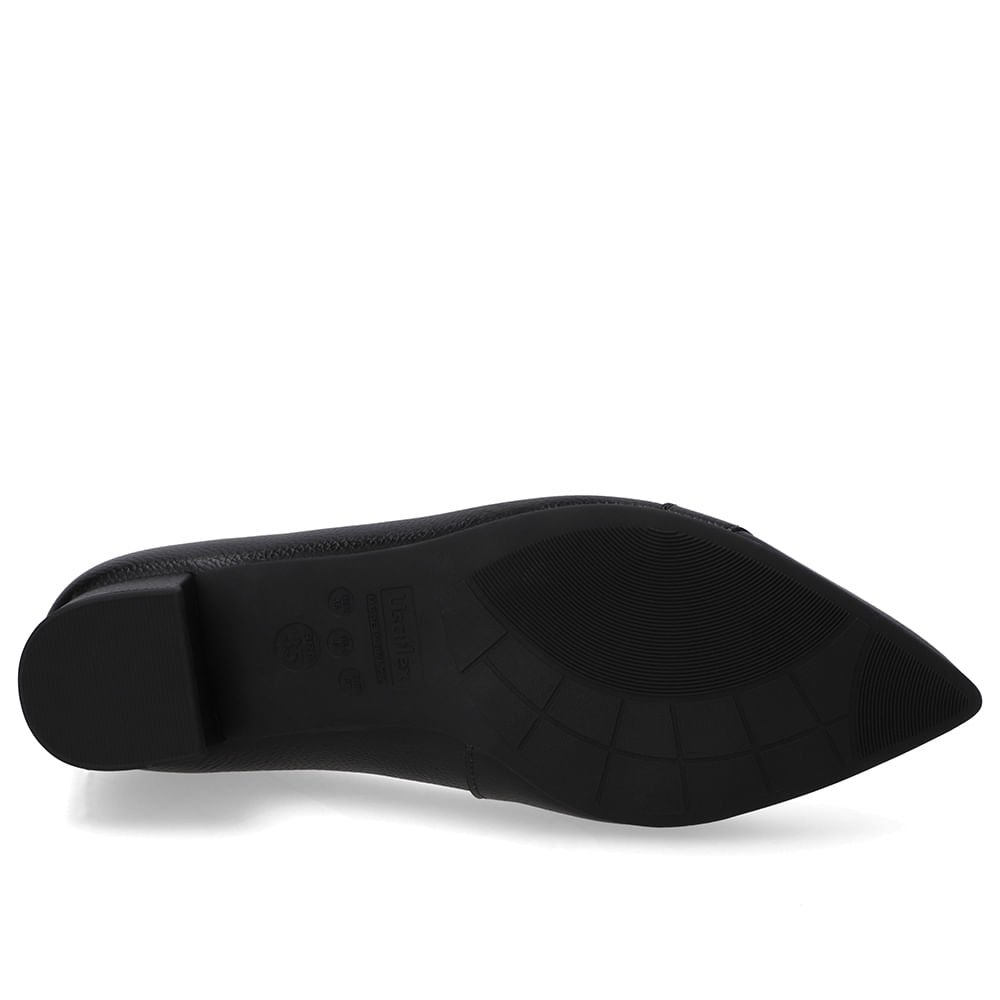 Scarpin Couro Preto Salto Bloco Bico Fino Preto 5