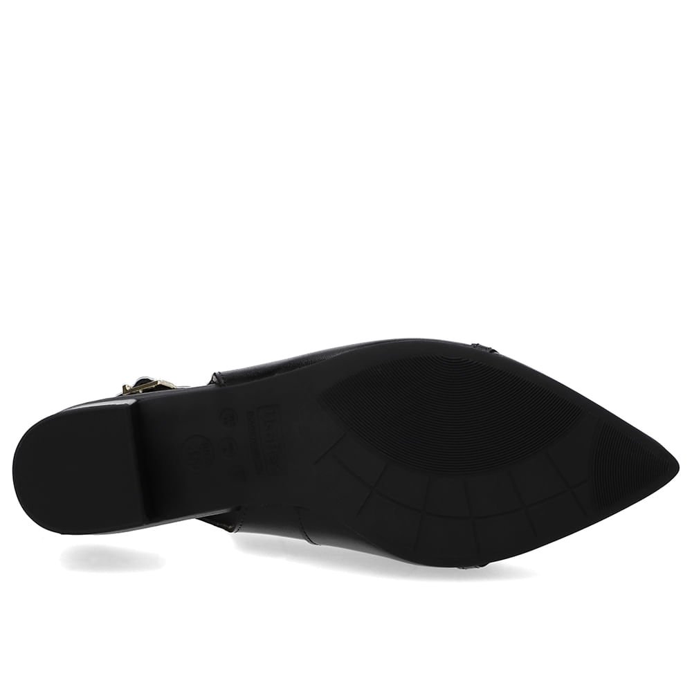 Slingback Couro Preto Top Bico Fino Preto 5