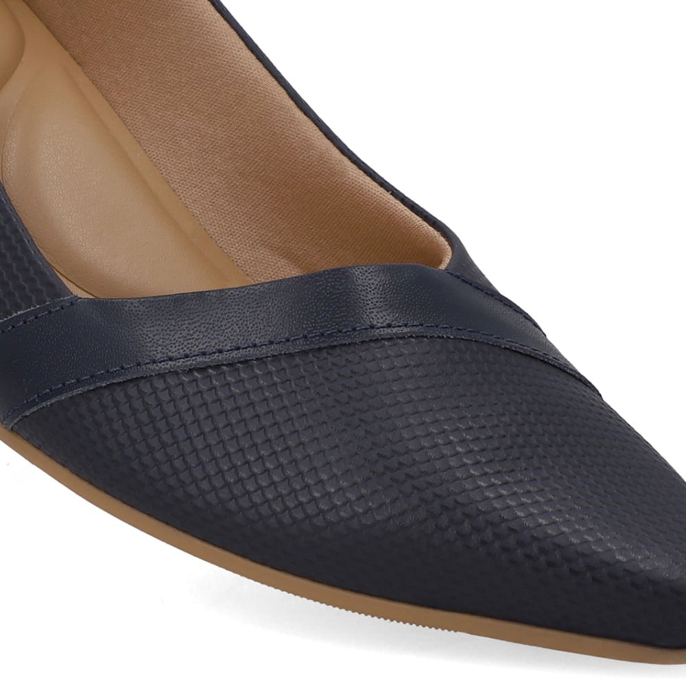 Scarpin Couro Azul Bico Fino Azul 4