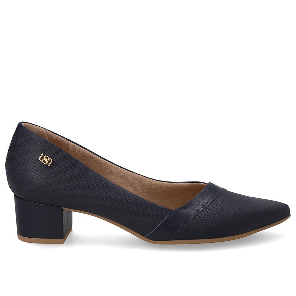 Scarpin Couro Azul Bico Fino