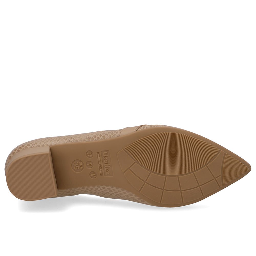Scarpin Couro Bege Bico Fino Bege 5