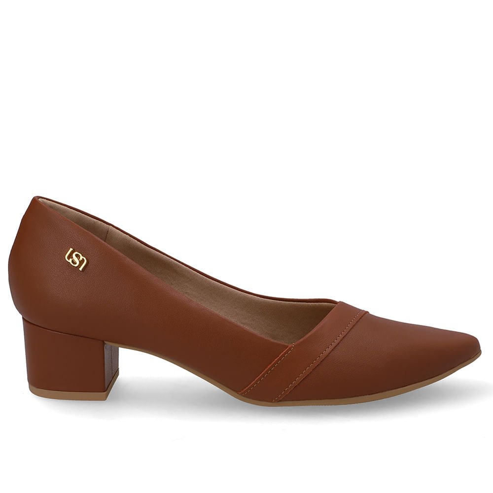 Scarpin Couro Marrom Bico Fino