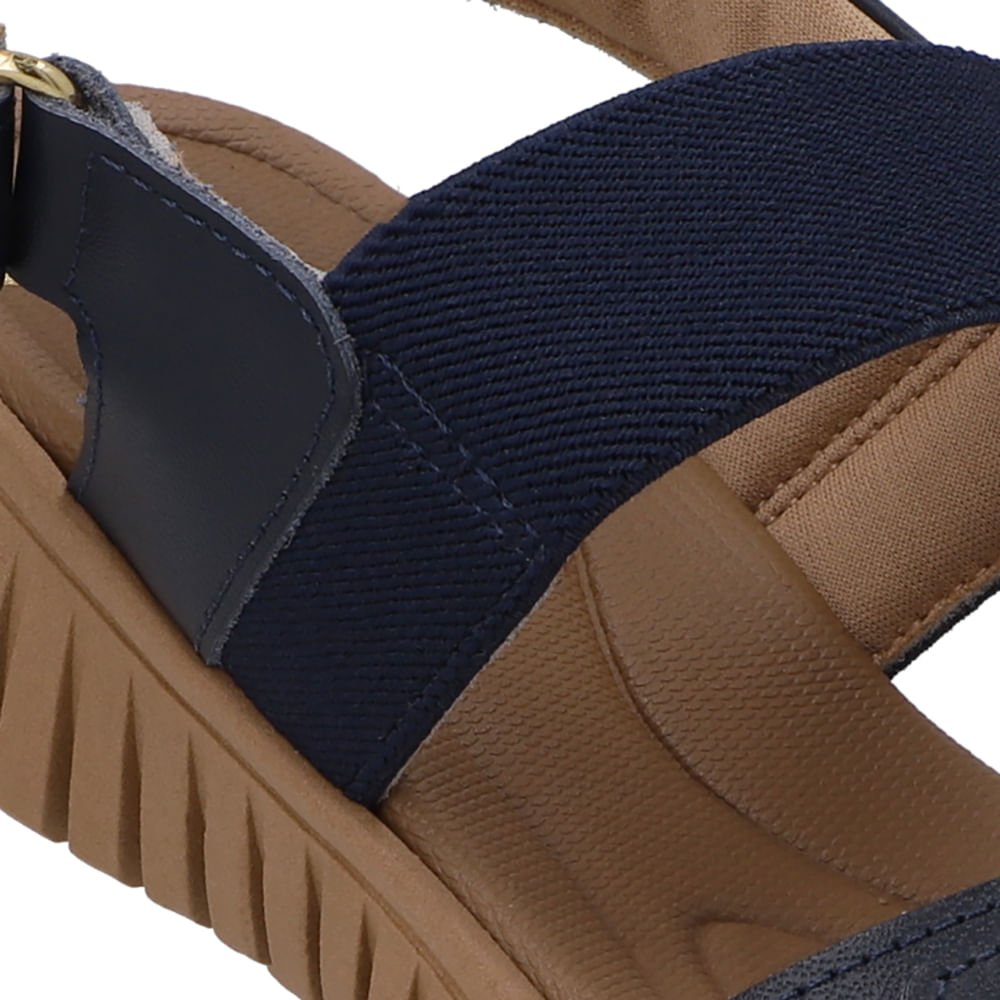 Sandália Plataforma Couro Azul Fecho-Flex Azul Marinho 4