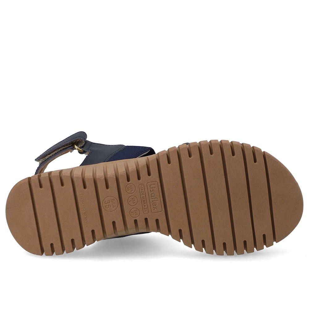 Sandália Plataforma Couro Azul Fecho-Flex Azul Marinho 5