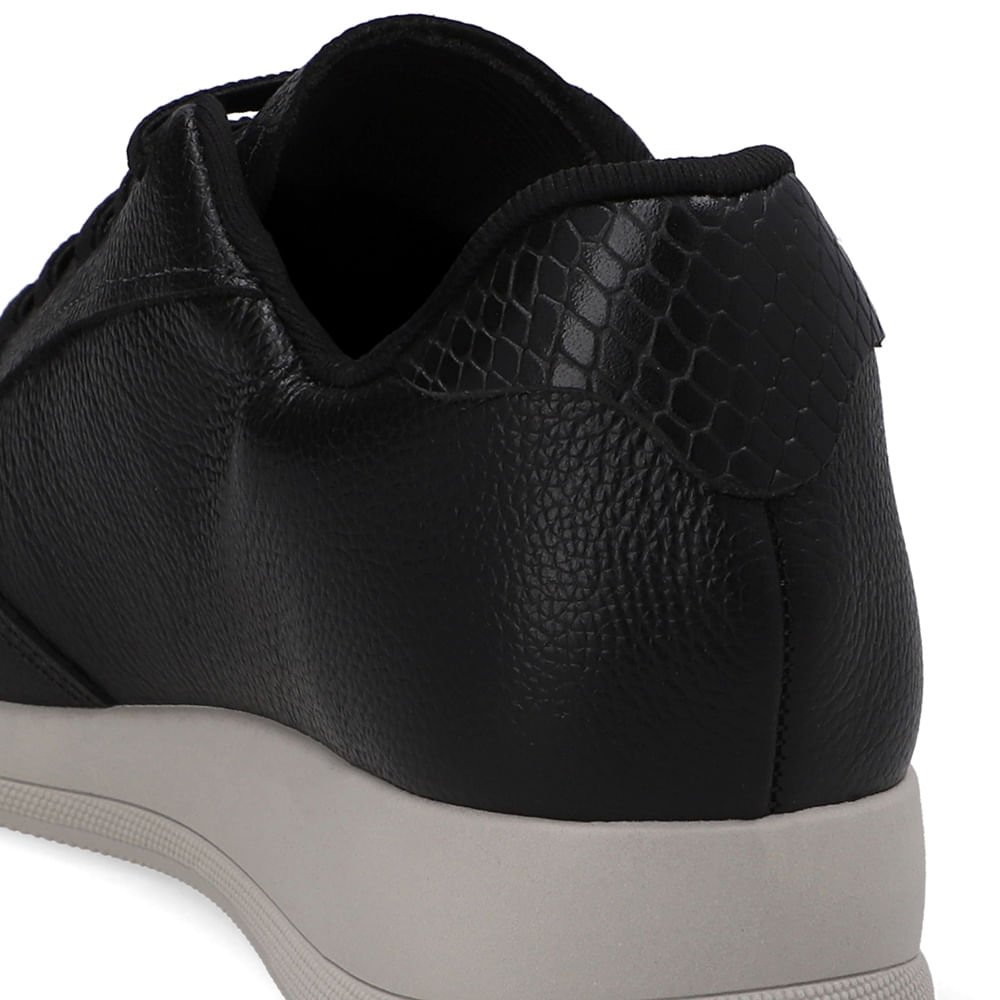 Tênis Couro Preto Cadarço Elástico Preto 4