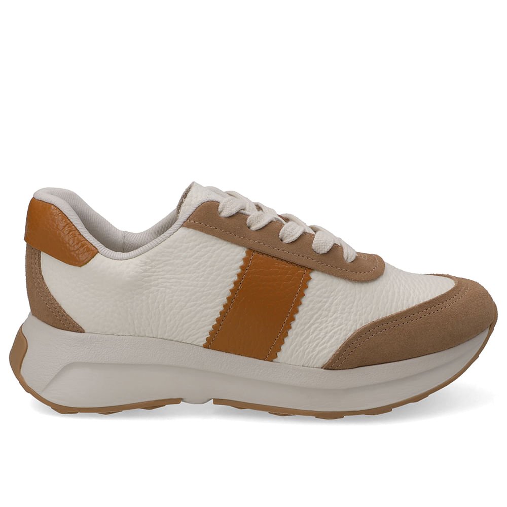 Tênis Couro Branco Marfim Casual