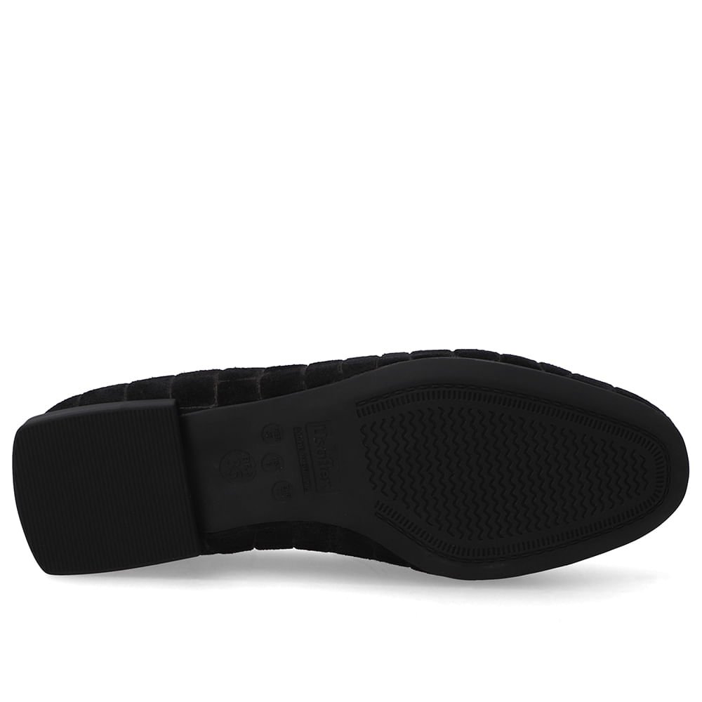 Loafer Preto Croco Camurça Salto Bloco Preto 5