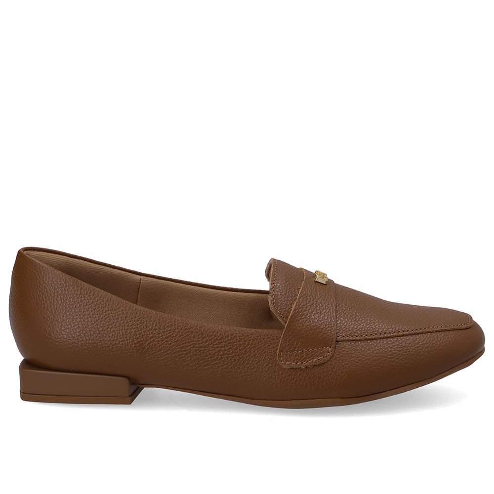 Loafer Marrom Couro Salto Bloco