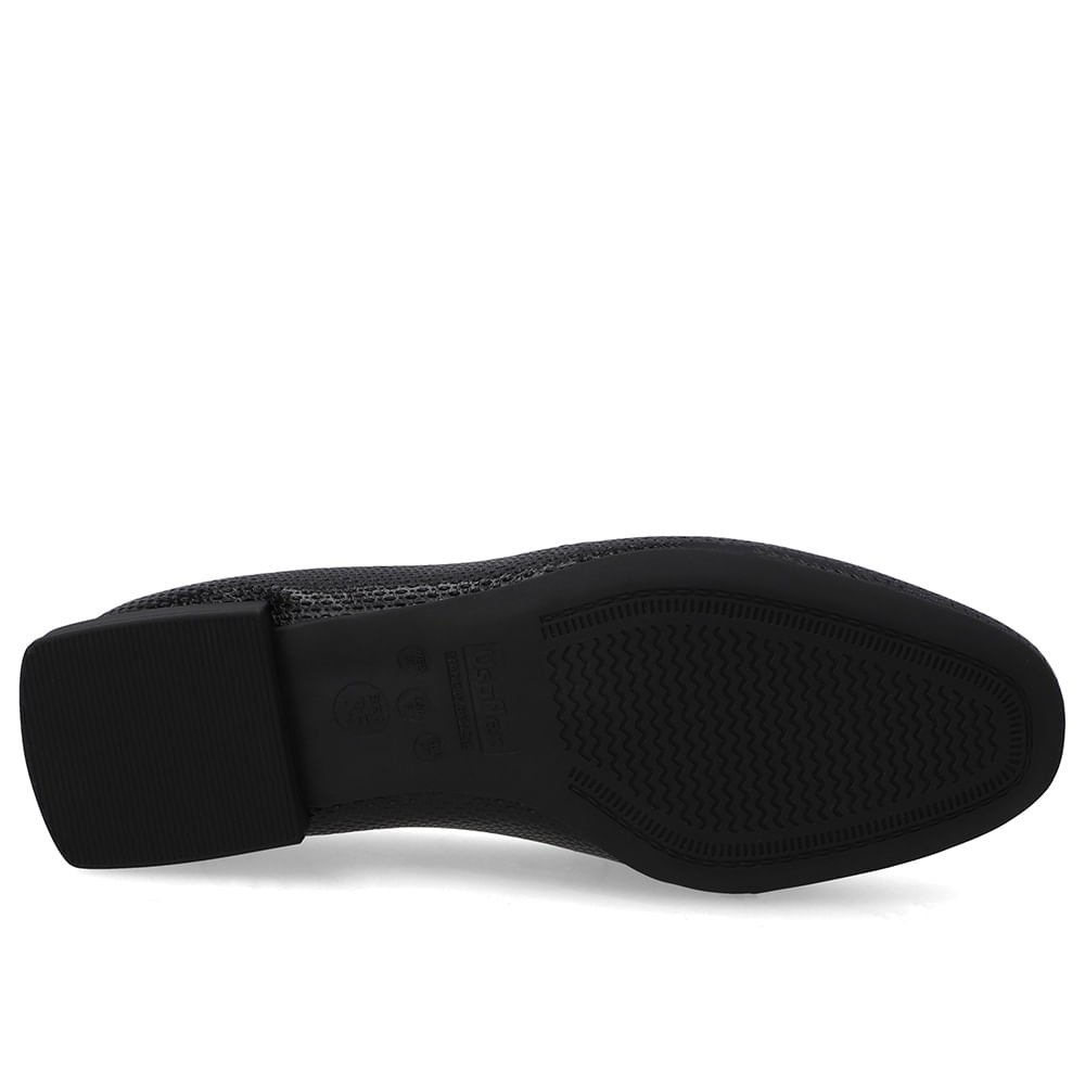 Loafer Preto Couro Salto Bloco Chapa Monograma Preto 5