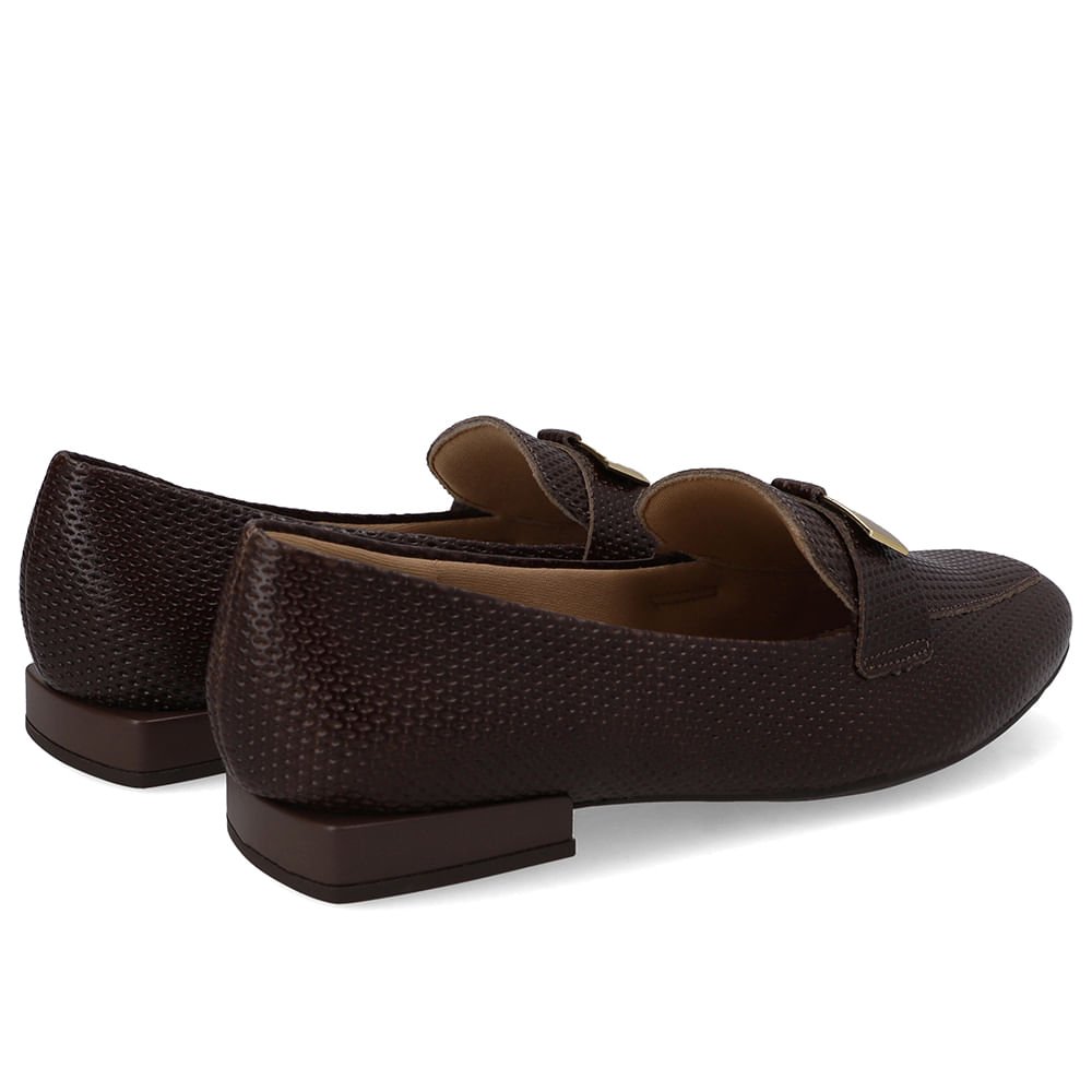 Loafer Marrom Couro Salto Bloco Chapa Monograma Marrom 3