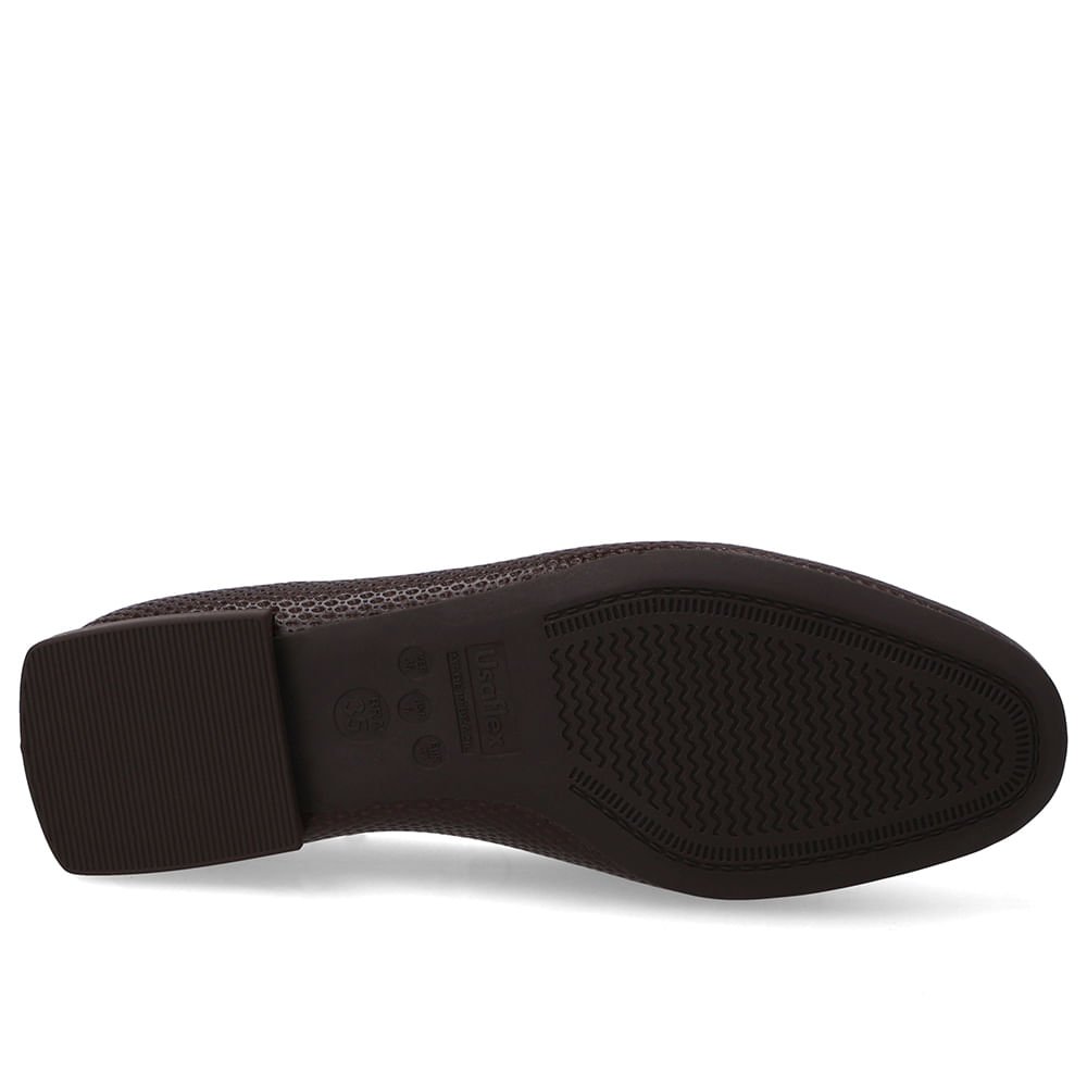 Loafer Marrom Couro Salto Bloco Chapa Monograma Marrom 5
