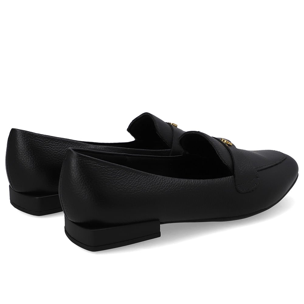 Loafer Preto Couro Salto Bloco Preto 3
