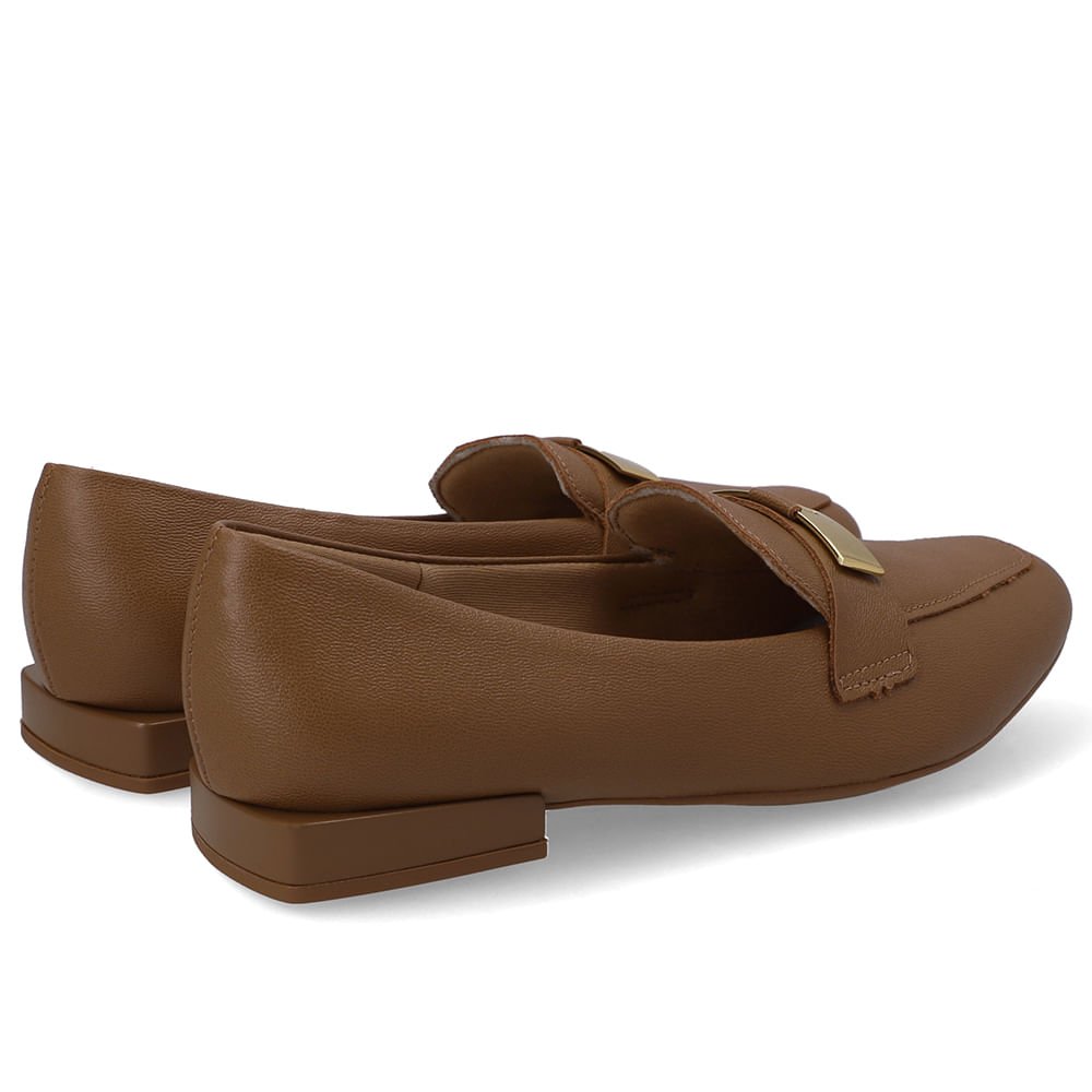 Loafer Marrom Couro Salto Bloco Chapa Monograma Marrom 3