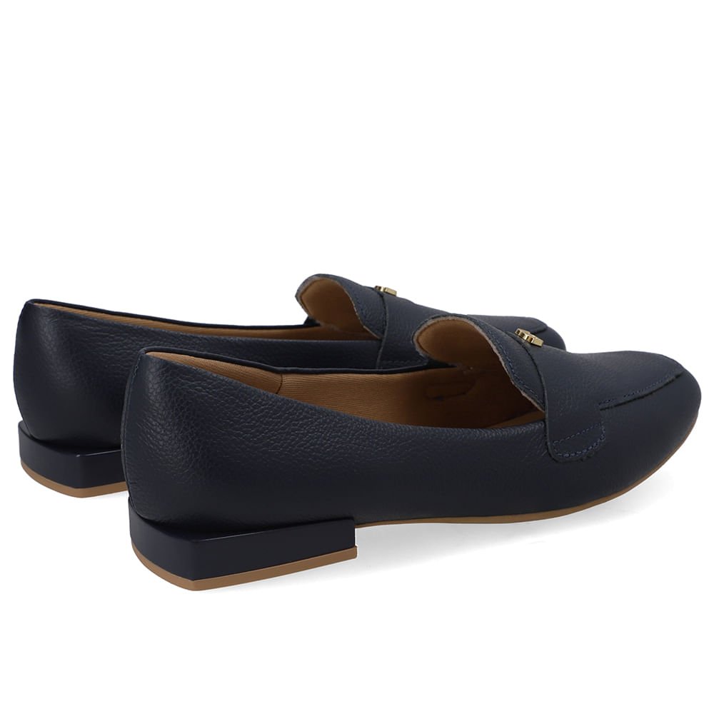 Loafer Azul Couro Salto Bloco Azul 3