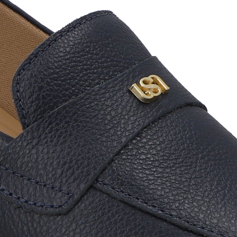 Loafer Azul Couro Salto Bloco Azul 4