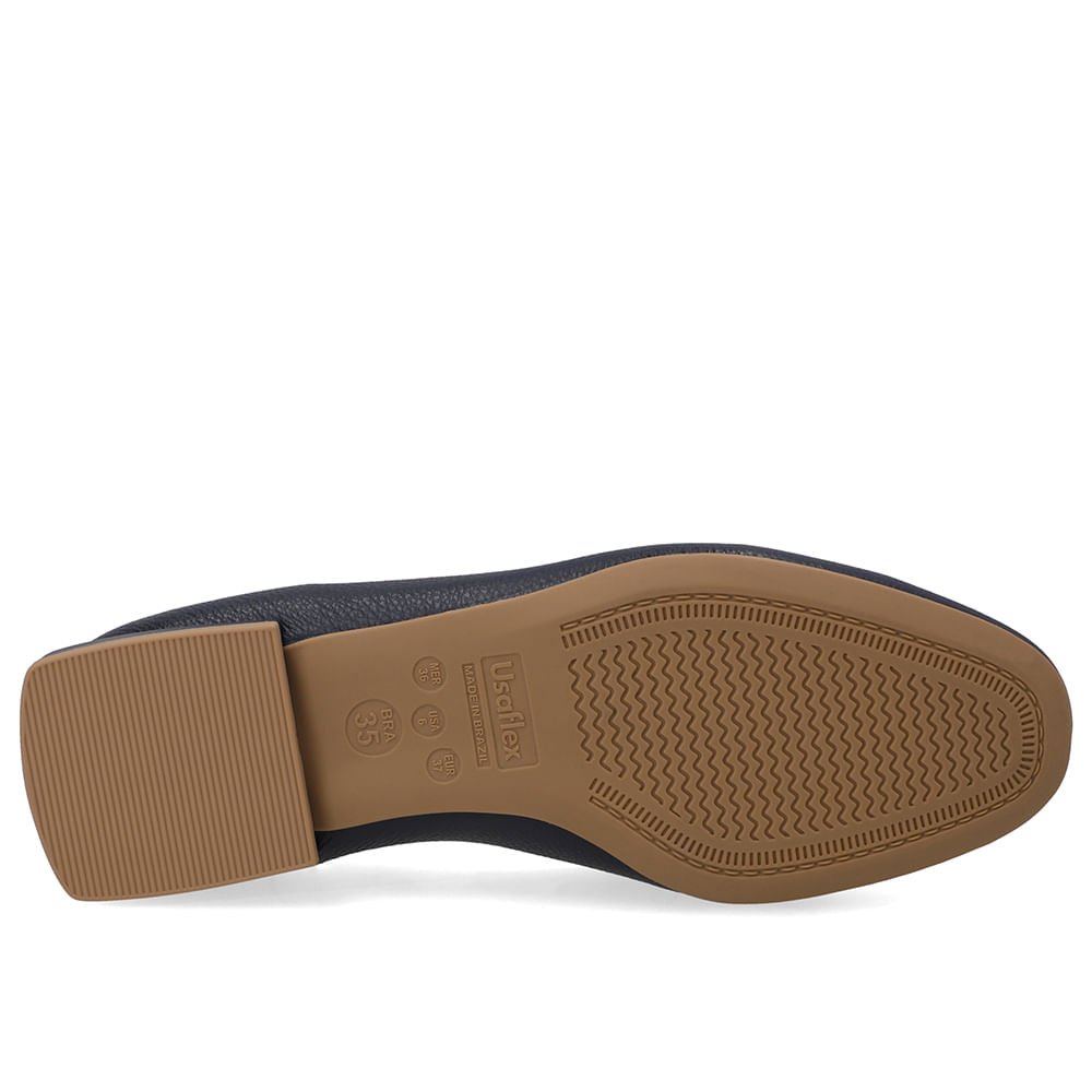 Loafer Azul Couro Salto Bloco Azul 5