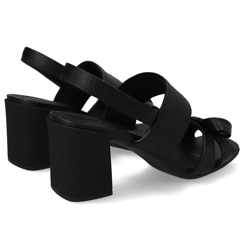 Sandália Couro Preta Top Bico Quadrado Preto 3