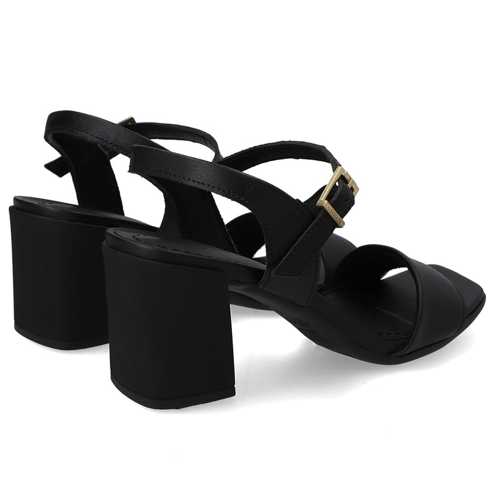 Sandália Couro Preta Bico Quadrado Preto 3