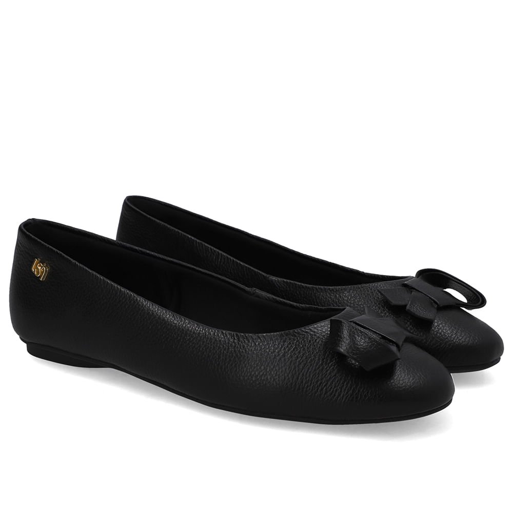 Sapatilha Preta Couro Top Preto 2