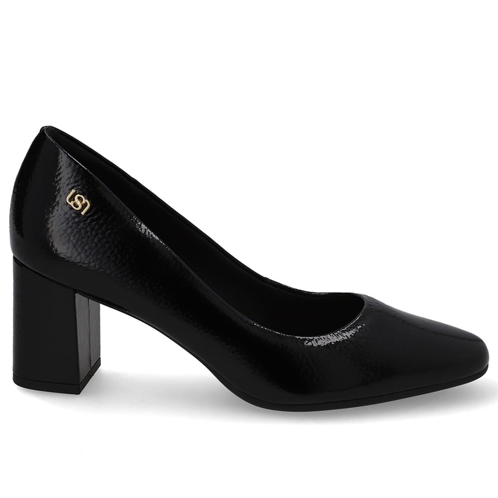 Scarpin Preto Bico Redondo Couro