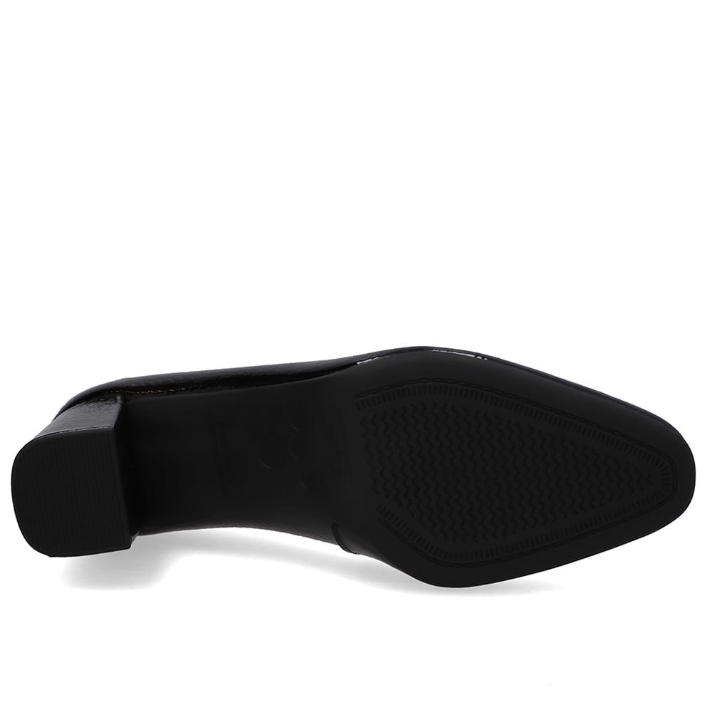 Scarpin Preto Bico Redondo Couro Preto 5