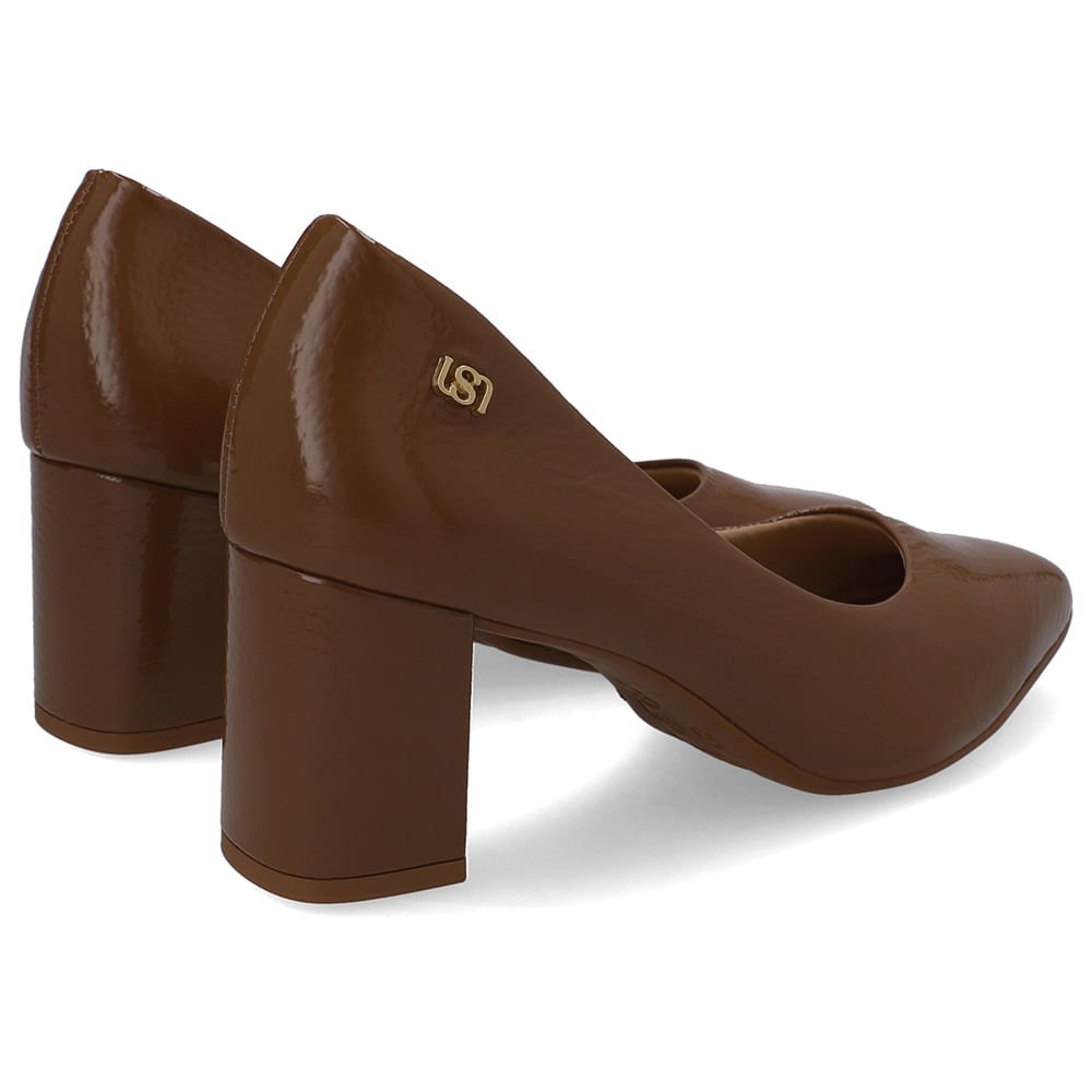 Scarpin Marrom Bico Redondo Couro Marrom 3